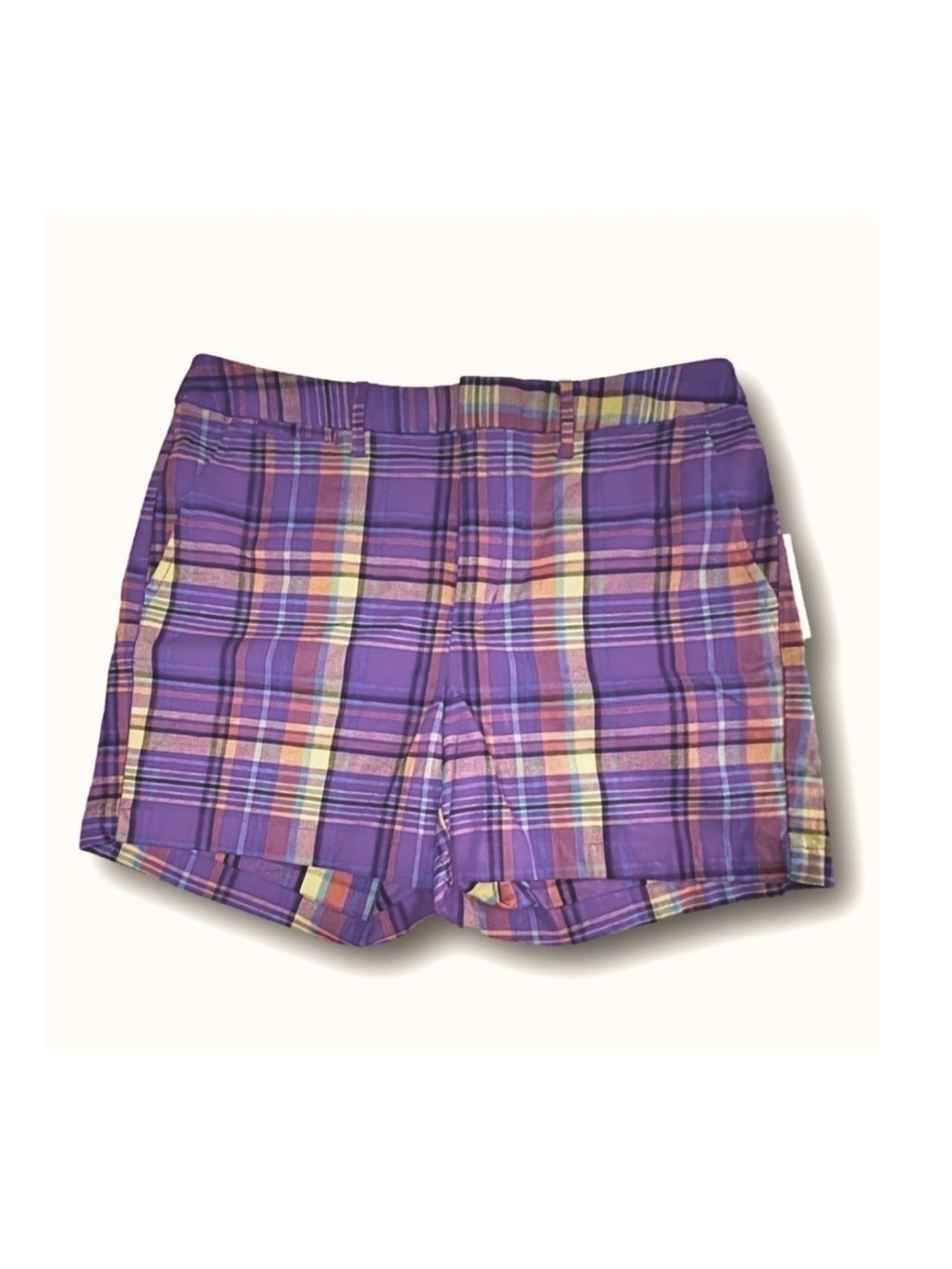 A new day purple plaid stretch chino shorts